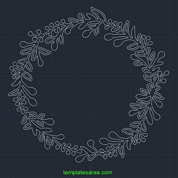 Floral Wreath Circle Frame DWG CAD Block File