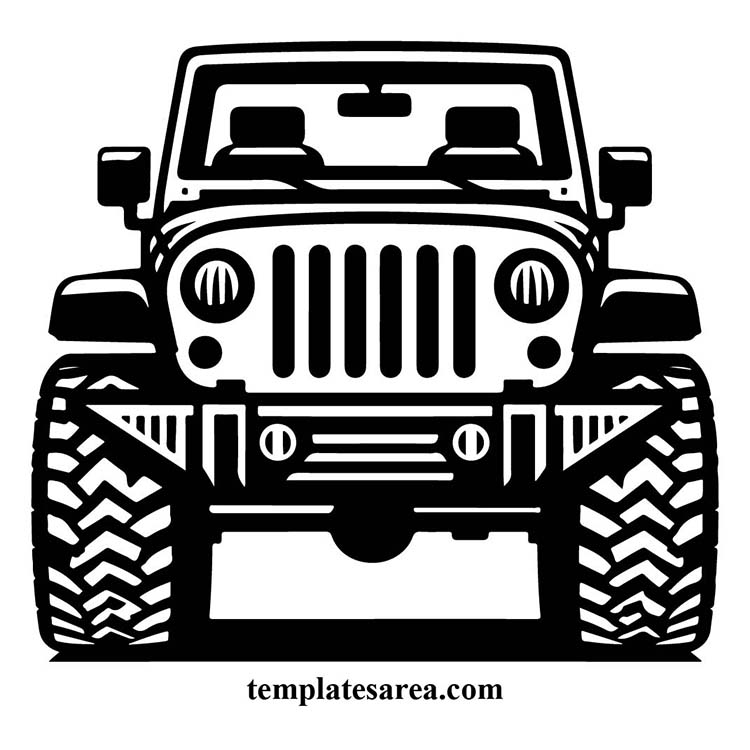 Front view of a Jeep cut file for Cricut, Silhouette Cameo, and Brother ScanNCut