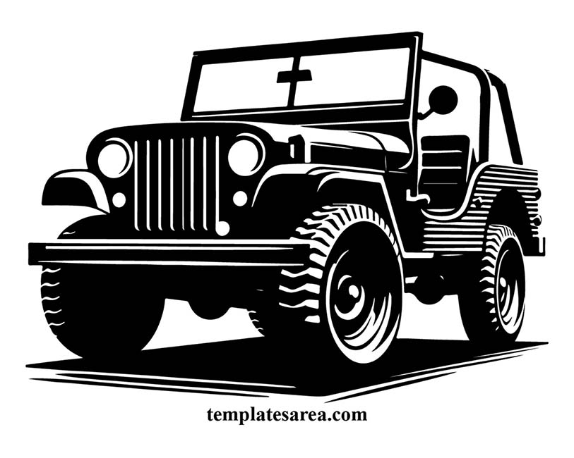 Vintage Jeep model vector showcasing classic design for print and graphic design.