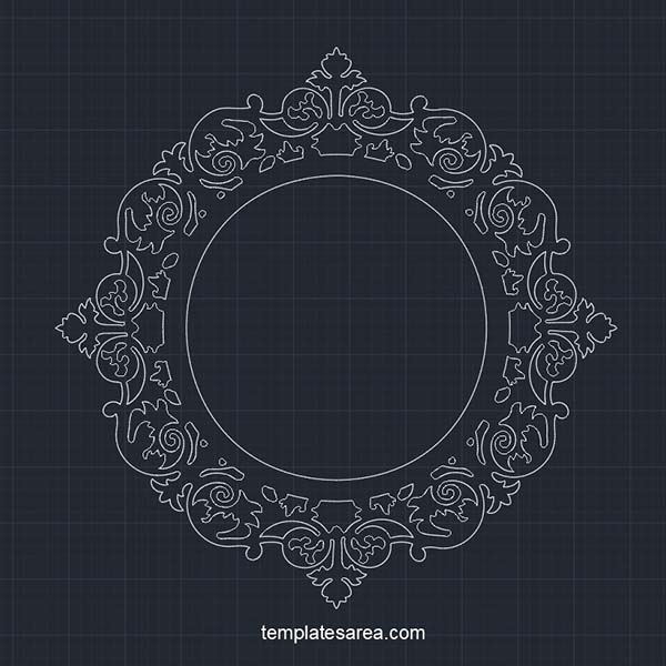 Floral Motif Circle Frame: Free DWG Cutting & CAD File