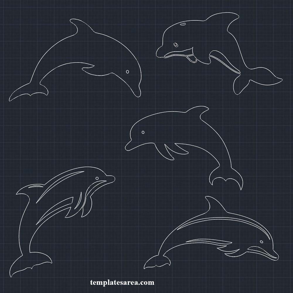 Free Download: Dolphins DWG CAD block File for CNC &amp; Design Projects