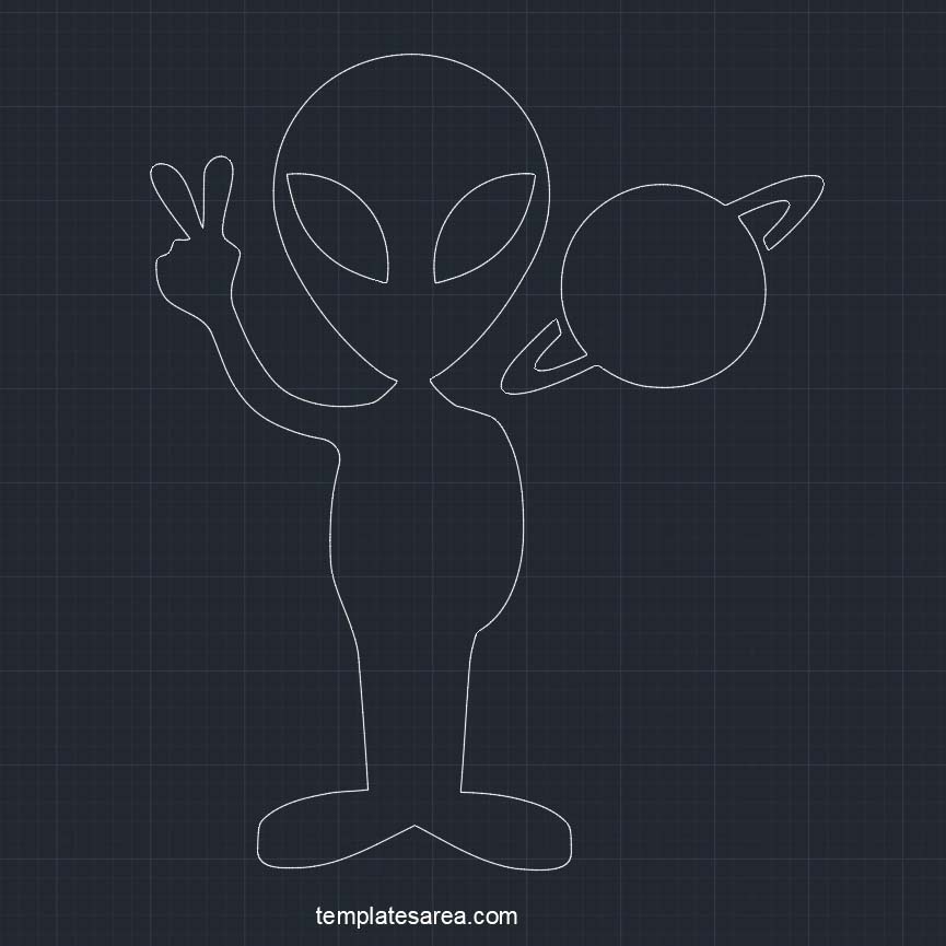 Download Free DWG CAD Drawing of Cute Alien Silhouette
