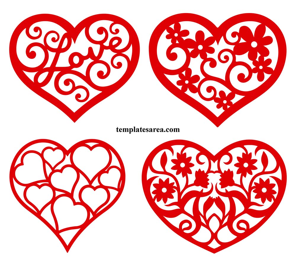 Heart Vector Arts: 4 Free Love Heart SVGs: Romantic & Floral Designs (PNG, PDF)