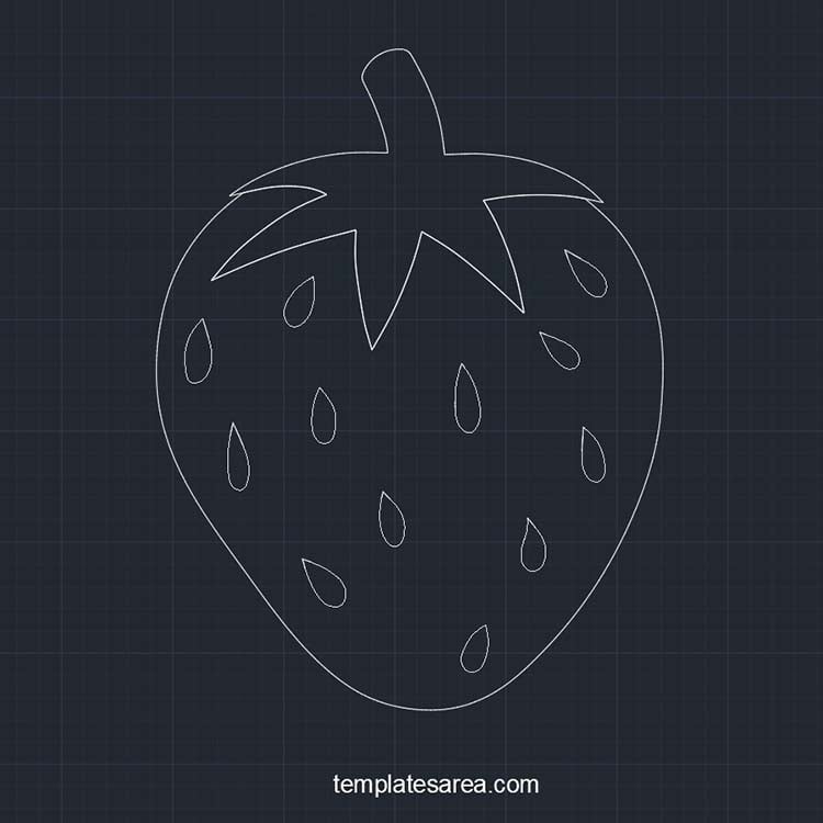 2D CAD strawberry drawing in DWG format, free to download and perfect for AutoCAD projects or CNC machining.