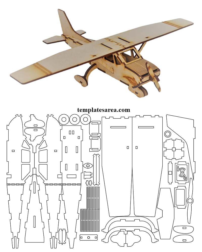 Free Cessna 172 Laser Cut 3D Model Airplane Template - TemplatesArea